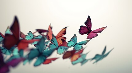  a group of colorful butterflies flying in the air together,.  generative ai
