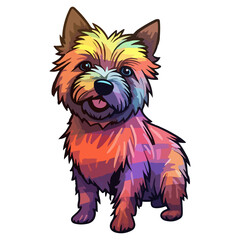 Colorful Cairn terrier Dog, Cairn terrier Portrait, Dog Sticker Clip art, Dog Lover design