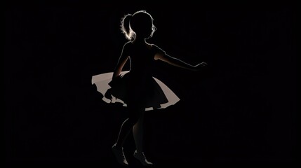  a silhouette of a woman in a dress with her arms outstretched.  generative ai