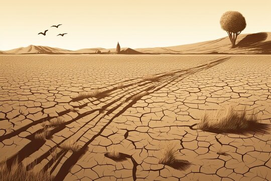 Devastating Drought Illustration. Generative AI © Gelpi