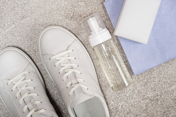 White leather shoe cleaning kit - foam, rag and sponge