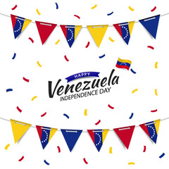Vector Illustration of Venezuela Independence Day. Garland with the flag of Venezuela on a white background.
