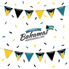 Vector Illustration of Bahamas Independence Day. Garland with the flag of Bahamas on a white background.
