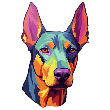 recommend clip art: Colorful Doberman Dog, Doberman Portrait, Dog Sticker Clip art, Dog Lover design