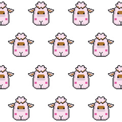 Pattern animal sheep pixel art design background