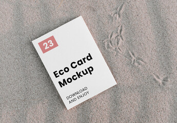 Paper Card on Beach Mockup