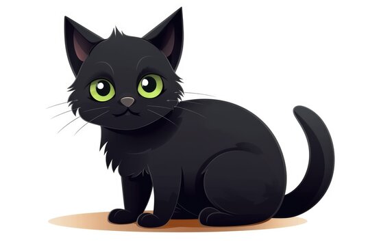 Cute Cartoon Black Cat. Generative AI