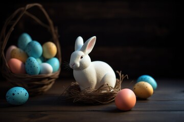 Toy Easter Rabbit. Generative AI