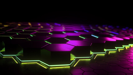 Obraz premium Technology abstract hexagon background . Hi-tech dot comb texture .