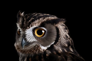 Close up of an owl's face. Generative AI