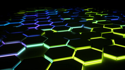 Obraz premium Technology abstract hexagon background . Hi-tech dot comb texture .