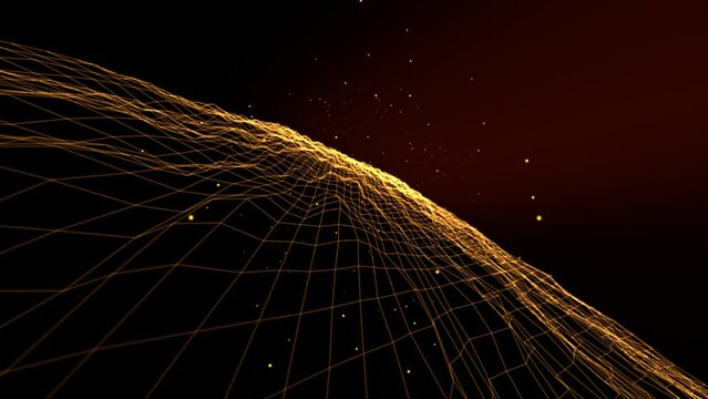 Geometric structure grid travels through space 4k animation 