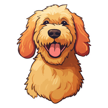 Colorful Golden Doodle Dog, Golden Doodle Portrait, Dog Sticker Clip art, Dog Lover design