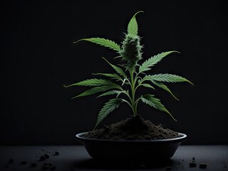 Fototapeta premium Marijuana seedling weedplant canabis. ai generative