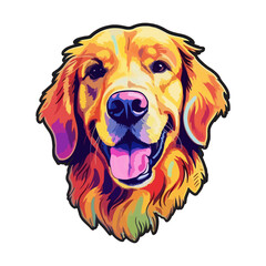 Fototapeta premium Colorful Golden retriever Dog, Golden retriever Portrait, Dog Sticker Clip art, Dog Lover design