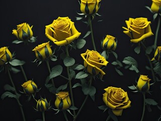 Yellow roses background. ai generative