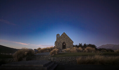 A chapel on the shore of Lake Tekapo, New Zealand
