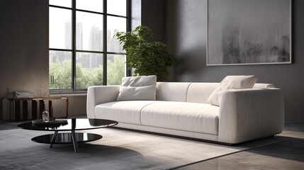 Modern white alcantara sofa for true luxury into a stylish living room, you want a couch like this at the end of every working day. Generative AI Technology 