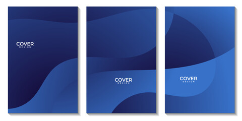 set of flyers template with abstract blue wave background. vector illustration.