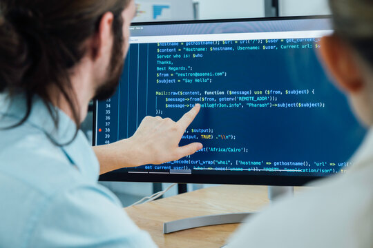 Professional development programers programming game software or developing code for shopping online financial data security system network working at home. It technology.