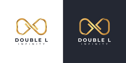 Letter L Infinity Logo design and Gold Elegant symbol for Business Company Branding and Corporate Identity