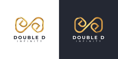 Letter D Infinity Logo design and Gold Elegant symbol for Business Company Branding and Corporate Identity