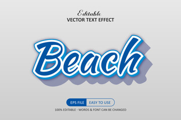Beach text Blue and white color - text effect