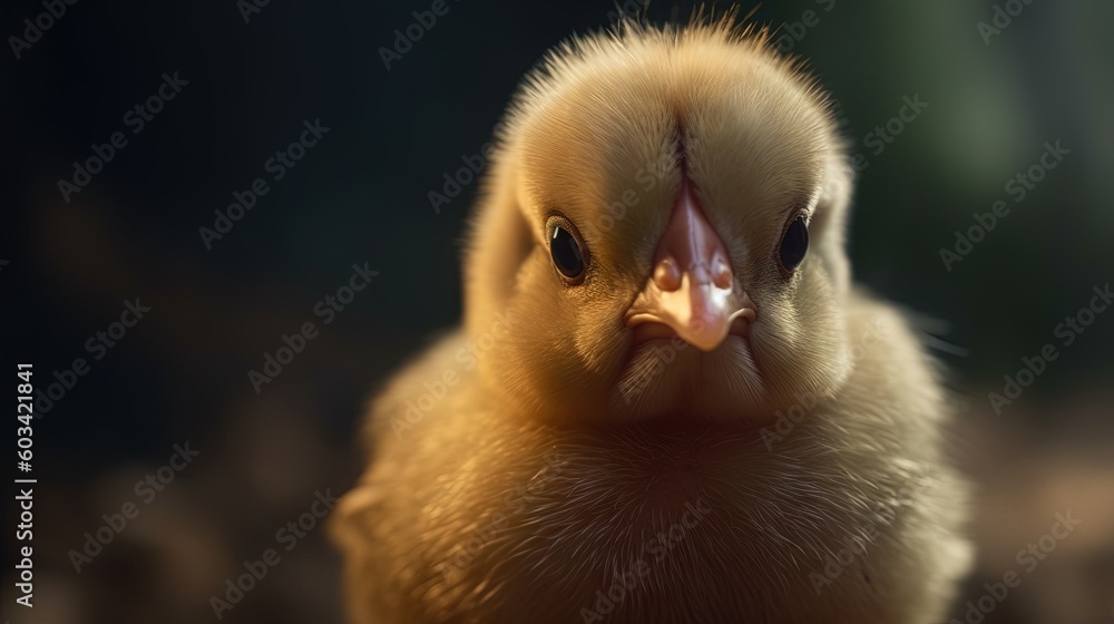 Poster a close up of a duck with a blurry background. generative ai