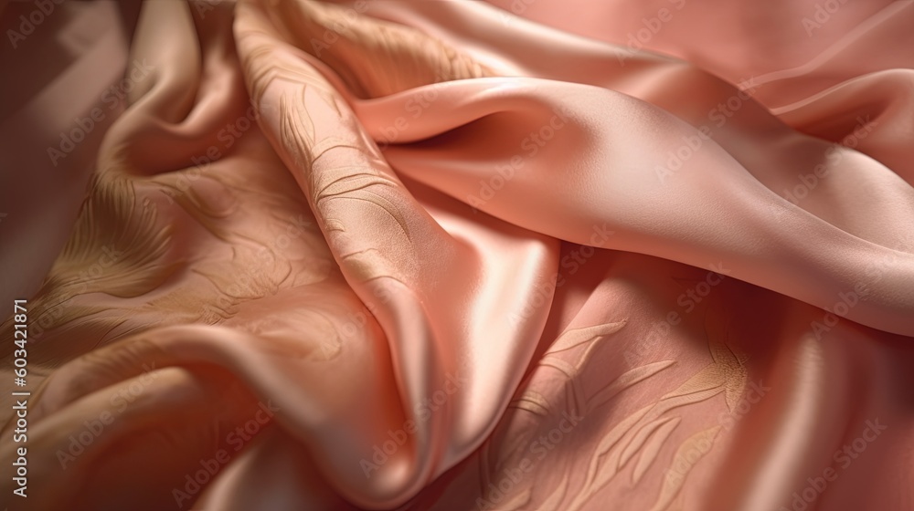 Poster a close up of a pink fabric with a pattern on it. generative ai