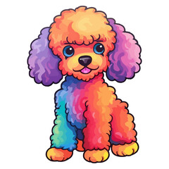 Fototapeta premium Colorful Poodle Dog, Poodle Portrait, Dog Sticker Clip art, Dog Lover design