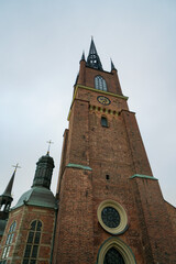 Exterior shot of the Riddarholmen Church in Stockholm, Sweden