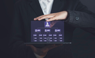 Business hierarchy  company structure concept. Business process plan and workflow automation...