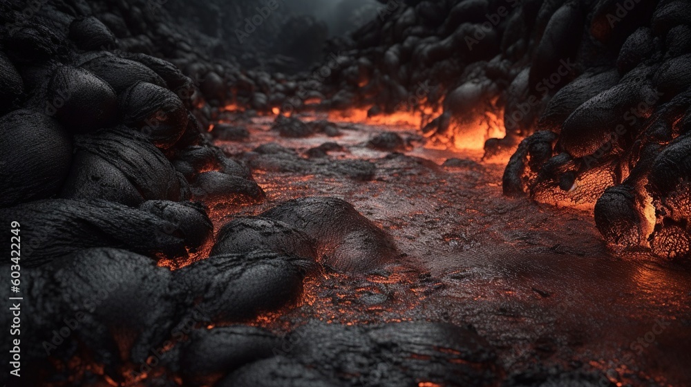 Poster a lava lava with a stream of water coming out of it. generative ai