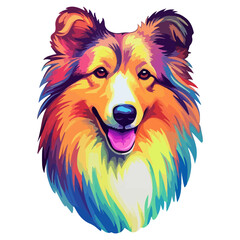 Naklejka premium Colorful Shetland sheepdog Dog, Shetland sheepdog Portrait, Dog Sticker Clip art, Dog Lover design