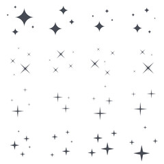 set of simple decor elements, groups of shining stars