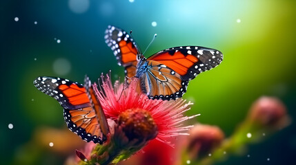 Butterfly on Colorful Flower - Macro Photography