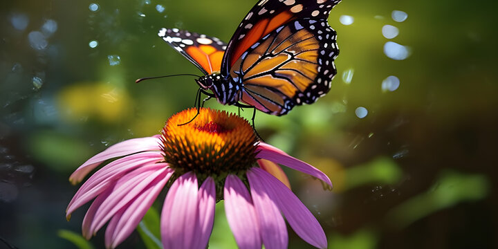 Butterfly on Colorful Flower - Macro Photography