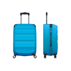 Blue Wheeled Suitcase Composition