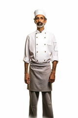 Obraz premium Illustration of a middle eastern male chef standing confidently with his hands on his hips created with Generative AI technology