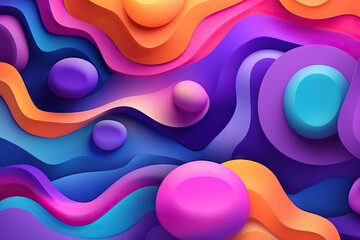 Generative AI illustration of abstract colorful background with wavy lines and spots forming seamless geometric shaped pattern