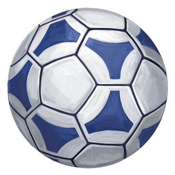 Futbal, painted soccer ball in blue and white