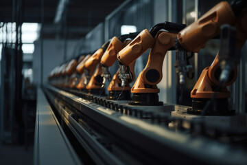 Obraz premium A robotic assembley line with a robotic arm 