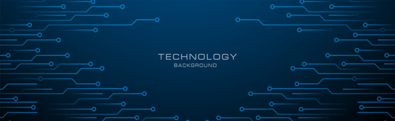 abstract blue line technology long banner background