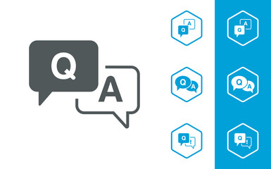 FAQ, Questions and Answers icon Flat Icon Solid style.Q and A speech outline sign.Different style icons set.Vector minimal trendy thin line Vector illustration.