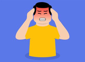 illustration of a man who has a headache. headache people, vertigo, dizzy people