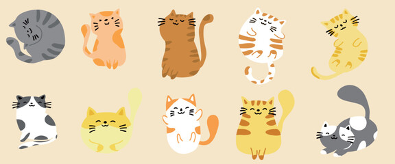 Vector illustration cute cat, simple style