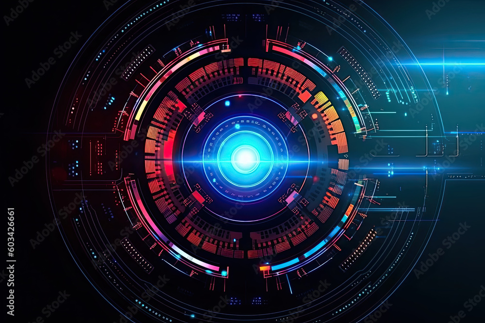 Aufkleber artificial intelligence and humanoid head with neural network, quantum computing, advanced robotics,