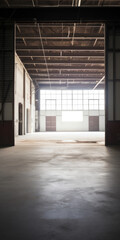 old abandoned building, industrial clean interior