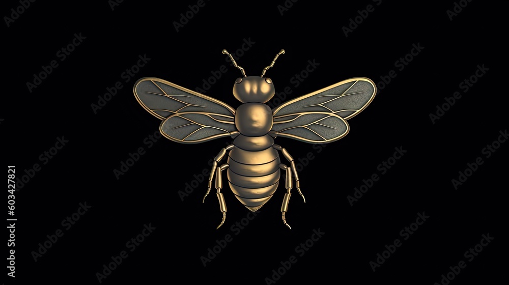 Poster a gold and black insect on a black background with a black background and a black background with a 