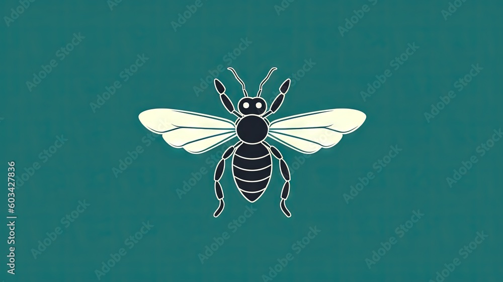 Poster a bug on a green background with a white outline of a bug on the back of the bug is a white outline 